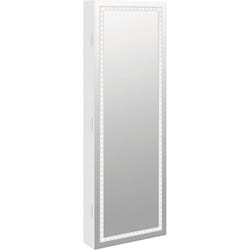 Helloshop26 - Armadietto per gioielli, organizer per camera da letto, guardaroba, bagno, con specchio e illuminazione a led bianca a parete
