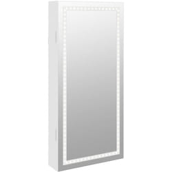 Helloshop26 - Armadietto per gioielli, organizer per camera da letto, guardaroba, bagno, con specchio e illuminazione a led bianca a parete