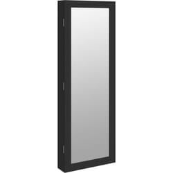 Armadietto portagioie organizzatore camera da letto guardaroba bagno con specchio e illuminazione a LED nera a parete