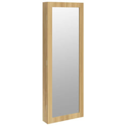 Armadietto per gioielli, organizer per mobili, camera da letto, guardaroba, bagno, con specchio a parete, 37,5 x 10 x 106 cm, marrone