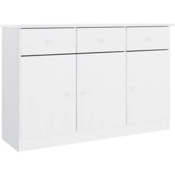 Credenza buffet cassettiera mobile contenitore organizer cucina soggiorno soggiorno 112 x 35 x 73 cm legno massello di pino bianco