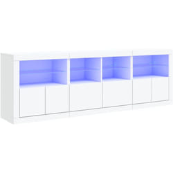 Credenza credenza cassettiera armadio portaoggetti organizer cucina soggiorno soggiorno con luci a led 202 x 37 x 67 cm Bianco