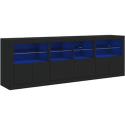 Credenza credenza cassettiera armadio portaoggetti organizer cucina soggiorno soggiorno con luci a led 202 x 37 x 67 cm Nero