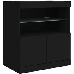 Credenza credenza cassettiera mobile contenitore organizer cucina soggiorno soggiorno con luci a led 60 x 37 x 67 cm Nero