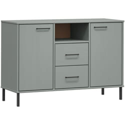 Credenza buffet cassettiera mobile contenitore organizer cucina soggiorno soggiorno con gambe in metallo 113 x 40 x 77 cm legno massello grigio