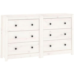 Credenza buffet cassettiera mobile contenitore organizer cucina soggiorno soggiorno 140 x 35 x 80 cm legno massello di pino bianco