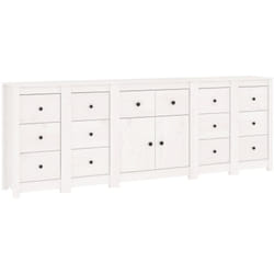 Credenza buffet cassettiera mobile contenitore organizer cucina soggiorno soggiorno 230 x 35 x 80 cm legno massello di pino bianco