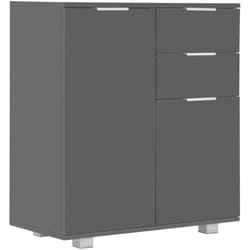 Credenza buffet cassettiera mobile contenitore organizer cucina soggiorno soggiorno lucido 71 x 35 x 80 cm derivati del legno grigio