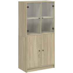 Credenza, credenza, cassettiera, mobiletto, organizer, cucina, soggiorno, soggiorno, alto, con ante, in mdf Sonoma Brown