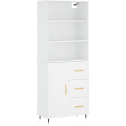 Buffet credenza cassettiera mobile contenitore organizer cucina soggiorno soggiorno alto 69,5 x 34 x 180 cm pannelli in mdf bianco