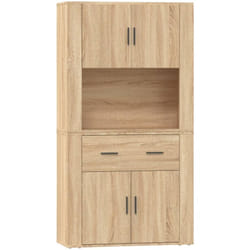 Credenza, credenza, cassettiera, mobiletto, organizer, cucina, soggiorno, soggiorno, alto, in legno ingegnerizzato Sonoma, marrone