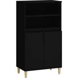 Credenza, credenza, cassettiera, mobiletto portaoggetti, organizer, cucina, soggiorno, soggiorno, alta 60 x 36 x 110 cm, in mdf nero