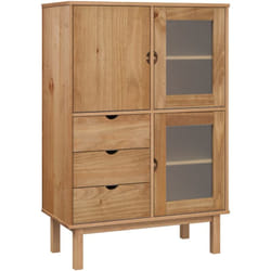 Credenza cassettiera mobile contenitore organizer cucina soggiorno soggiorno alta 85 x 43 x 125 cm legno massello di pino marrone