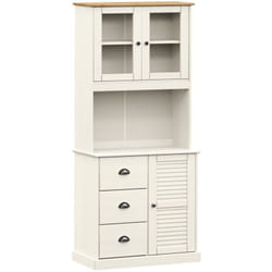 Credenza buffet cassettiera mobile contenitore organizer cucina soggiorno soggiorno alta 78 x 40 x 175 cm legno massello di pino bianco