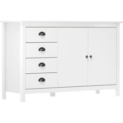 Credenza credenza cassettiera armadio ripostiglio organizer cucina soggiorno lounge Hill 130 x 40 x 80 cm legno massello di pino bianco
