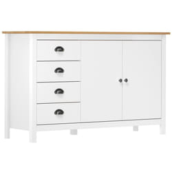 Credenza credenza cassettiera armadio ripostiglio organizer cucina soggiorno lounge Hill 130 x 40 x 80 cm legno massello di pino bianco