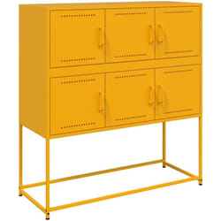 Credenza buffet cassettiera mobile contenitore organizer cucina soggiorno soggiorno giallo senape 100,5 x 39 x 107 cm acciaio Giallo