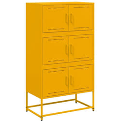 Credenza buffet cassettiera mobile contenitore organizer cucina soggiorno soggiorno giallo senape 68,5 x 38,5 x 123,5 cm acciaio Giallo