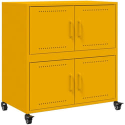 Buffet credenza cassettiera mobile contenitore organizer cucina soggiorno soggiorno giallo senape 68 x 39 x 72 cm acciaio Giallo
