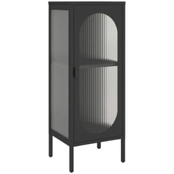 Credenza buffet cassettiera mobile contenitore organizer cucina soggiorno soggiorno 40 x 35 x 105 cm vetro e acciaio nero