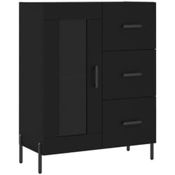 Credenza buffet cassettiera mobile contenitore organizer cucina soggiorno soggiorno 69,5 x 34 x 90 cm pannelli di mdf nero