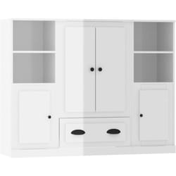 Credenza, credenza, cassettiera, mobiletto, organizer, cucina, soggiorno, soggiorno, 3 pezzi, pannelli in mdf bianco lucido