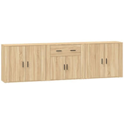 Buffet credenza cassettiera mobile contenitore organizer cucina soggiorno soggiorni 3 pz Sonoma mdf marrone