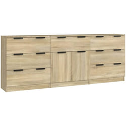 Buffet credenza cassettiera mobile contenitore organizer cucina soggiorno soggiorni 3 pz Sonoma mdf marrone