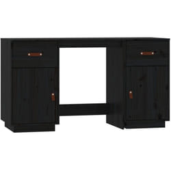 Scrivania tavolo postazione di lavoro mobile per computer studio con armadi 135 x 50 x 75 cm in legno massello di pino nero