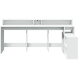 Scrivania Tavolo Postazione di lavoro Mobili per computer Studio con luci a led 200 x 104 x 91 cm Legno composito bianco