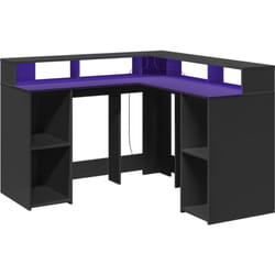Scrivania Tavolo Postazione di lavoro Mobili per computer Studio con luci a led 130 x 130 x 91 cm Legno composito nero