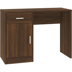 Scrivania tavolo postazione di lavoro mobile per computer studio con cassetto e mobiletto in rovere 100 x 40 x 73 cm marrone