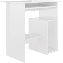 Helloshop26 - Scrivania tavolo postazione di lavoro mobile per computer studio lucido 80 x 45 x 74 cm legno composito bianco