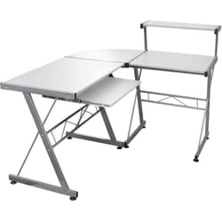 Scrivania, tavolo, postazione di lavoro, mobile per computer, angolo it, studio per computer, 132 x 112 x 99 cm, in mdf bianco