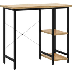Helloshop26 - Scrivania tavolo postazione di lavoro mobile per computer studio e rovere chiaro 80 x 40 x 72 cm mdf e metallo marrone