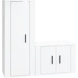 Helloshop26 - Set di mobili mobile credenza tv televisione soggiorno camera da letto soggiorno 2 pezzi in mdf bianco lucido