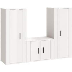 Set di mobili mobile credenza TV televisione soggiorno camera da letto soggiorno 3 pezzi in MDF bianco lucido