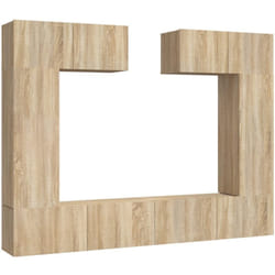 Set di mobili credenza, credenza, TV, televisione, soggiorno, camera da letto, soggiorno, 6 pezzi, rovere Sonoma, pannelli in MDF marrone