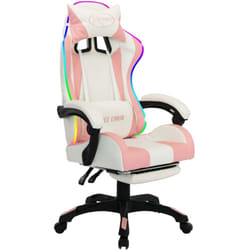 Helloshop26 - Poltrona sedia girevole per computer ufficio studio videogiochi con led rgb Rosa ed ecopelle rosa