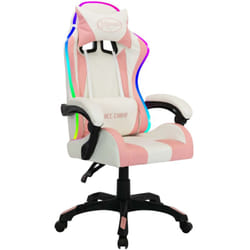 Helloshop26 - Poltrona sedia girevole per computer ufficio studio videogiochi con led rgb Rosa ed ecopelle rosa