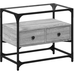 Porta tv multimediale scaffale tv credenza televisione sala da pranzo soggiorno camera da letto con piano in vetro pannelli compositi sonoma grigio