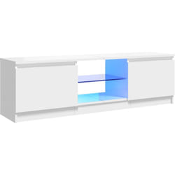 Supporto tv multimediale Scaffale tv Buffet tv Sala da pranzo Soggiorno Camera da letto con luci led luminose 120 x 30 x 35,5 cm Bianco