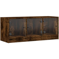 Mobile TV multimediale scaffale TV televisione buffet sala da pranzo soggiorno camera da letto con ante in vetro rovere affumicato 102 x 37 x 42 cm