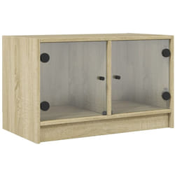 Helloshop26 - Mobile tv multimediale scaffale tv televisione buffet sala da pranzo soggiorno camera da letto con ante in vetro rovere Sonoma 68 x 37