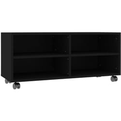 Porta tv multimediale scaffale tv televisione buffet sala da pranzo soggiorno camera da letto con rotelle 90 x 35 x 35 cm multistrato nero