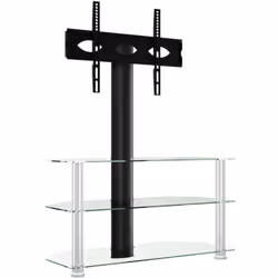 Questo supporto TV angolare combina un supporto TV e un tavolo a 3 livelli, offrendo una soluzione pratica per installare la ...