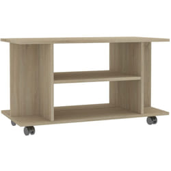 Helloshop26 - Mobile tv multimediale scaffale per televisione buffet televisivo sala da pranzo soggiorno camera da letto e rotelle rovere Sonoma 80 x
