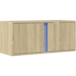 Mobile tv multimediale scaffale tv credenza tv sala da pranzo soggiorno camera da letto a parete con luci led Rovere Sonoma 80 x 31 x 35 cm marrone