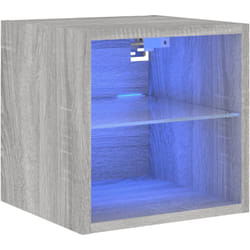 Mobile TV multimediale scaffale TV televisione buffet sala da pranzo soggiorno camera da letto a parete con luci LED Sonoma 30 x 28,5 x 30 cm grigio