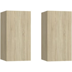 Helloshop26 - Mobile tv multimediale scaffale per televisione credenza tv sala da pranzo soggiorno camera da letto 2 pezzi rovere Sonoma 30,5 x 30 x